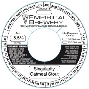 Singularity Oatmeal Stout July 2016