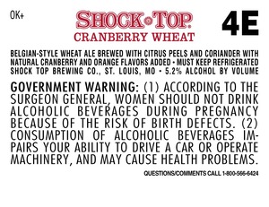 Shock Top Cranberry Wheat July 2016