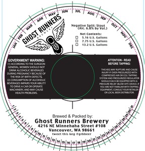 Ghost Runners Brewery Negative Split Stout July 2016