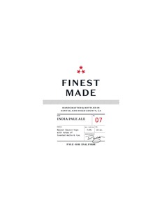 Finest Made India Pale Ale July 2016