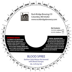 Rock Bridge Brewing Company Blood Spree Berliner Style Weisse Ale July 2016