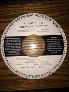 Miami Creek Brewing Company Imperial Stout July 2016