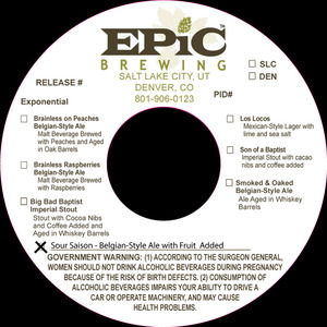 Epic Brewing Sour Saison July 2016