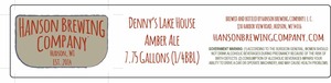 Hanson Brewing Company Denny's Lake House Amber Ale July 2016
