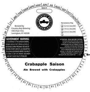 Country Boy Brewing Crabapple Saison July 2016