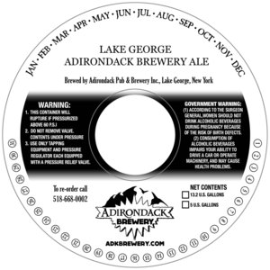 Adirondack Lake George Adirondack Brewery Ale July 2016