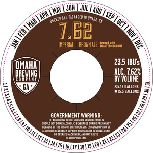 Omaha Brewing Company 7.62 Imperial Brown