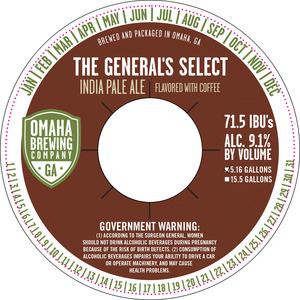 Omaha Brewing Company The General's Select July 2016