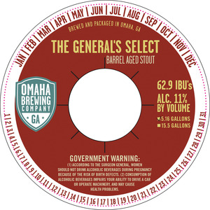 Omaha Brewing Company The General's Select Barrel Aged July 2016