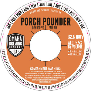 Omaha Brewing Company Porch Pounder Dry Hopped July 2016