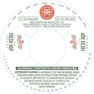 Breckenridge Brewery Fresh Hop Pale Ale-citra July 2016