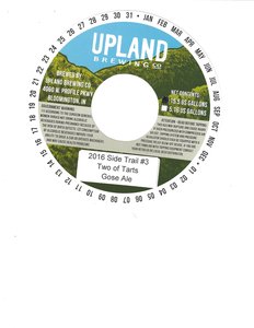 Upland Brewing Company Two Of Tarts Gose August 2016