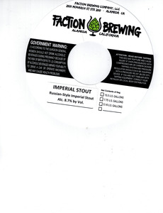Faction Brewing Imperial Stout Russian-style August 2016