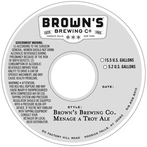 Brown's Brewing Co Menage A Troy Ale August 2016