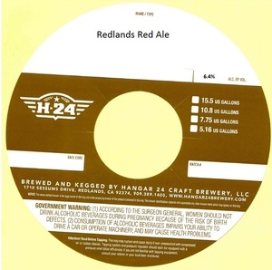 Hangar 24 Craft Brewery Redlands Red Ale August 2016