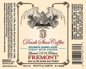 Fremont Brewing Bourbon Barrel Aged Stout With Coffee September 2016