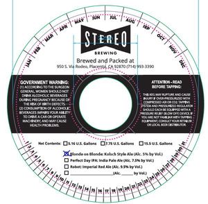 Stereo Brewing Company Blonde On Blonde: Kolsch Style Ale September 2016
