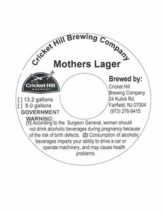 Cricket Hill Brewery Mothers Lager August 2016