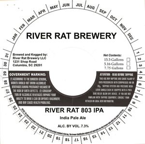River Rat Brewery River Rat 803 IPA August 2016