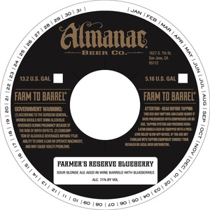 Almanac Beer Co. Farmer's Reserve Blueberry September 2016