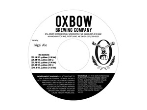 Oxbow Brewing Company Ikigai August 2016