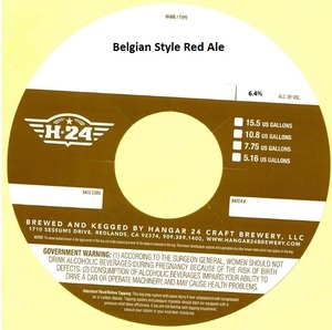 Hangar 24 Craft Brewery, LLC Belgian Red Ale September 2016