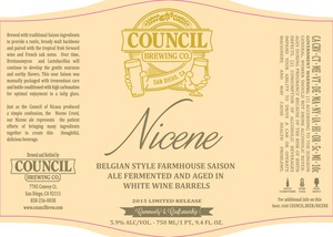 Council Brewing Co. Nicene 2015 September 2016