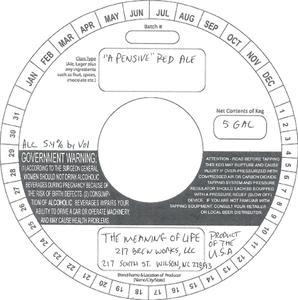 The Meaning Of Life A Pensive Red Ale October 2016