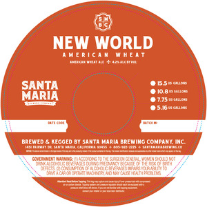Santa Maria Brewing Co Inc New World Wheat September 2016