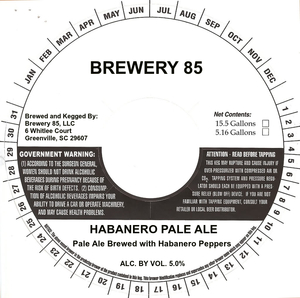 Brewery 85 Habanero Pale Ale September 2016