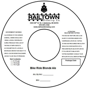Railtown Brewing Company Bike Ride Blonde October 2016