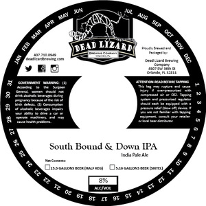 Dead Lizard Brewing Company South Bound & Down IPA September 2016