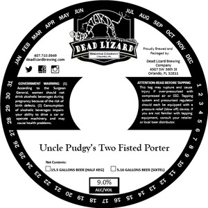 Dead Lizard Brewing Company Uncle Pudgy¿s Two Fisted Porter September 2016
