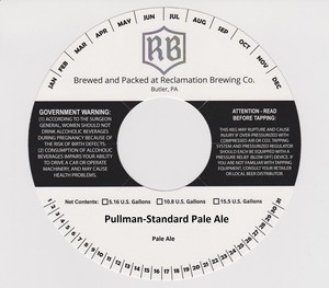 Reclamation Brewing Company Pullman-standard Pale Ale September 2016