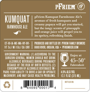 Pfriem Family Brewers Kumquat Farmhouse Ale September 2016
