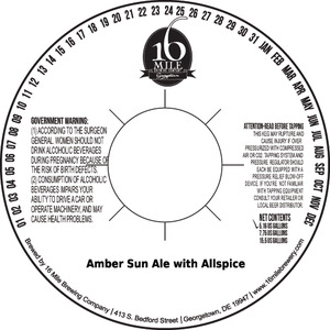 16 Mile Brewing Company, Inc Amber Sun Ale With Allspice September 2016