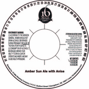 16 Mile Brewing Company, Inc Amber Sun Ale With Anise September 2016