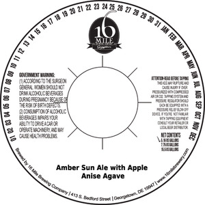 16 Mile Brewing Company, Inc Amber Sun Ale With Apple Anise Agave September 2016