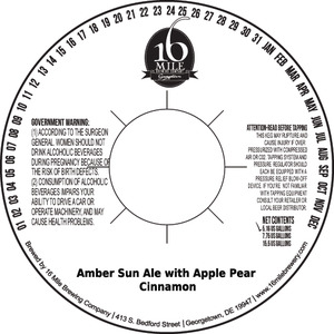 16 Mile Brewing Company, Inc Amber Sun Ale With Apple Pear Cinnamon September 2016