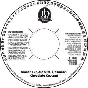 16 Mile Brewing Company, Inc Amber Sun Ale With Cinnamon Chocolate Co September 2016