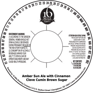 16 Mile Brewing Company, Inc Amber Sun Ale With Cinnamon Cloves Brown September 2016