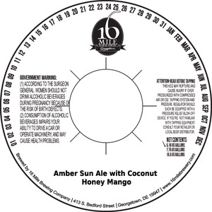 16 Mile Brewing Company, Inc Amber Sun Ale With Coconut Honey Mango September 2016