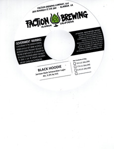 Faction Brewing Black Hoodie September 2016