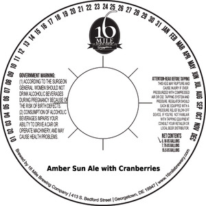16 Mile Brewing Company, Inc Amber Sun Ale With Cranberries September 2016