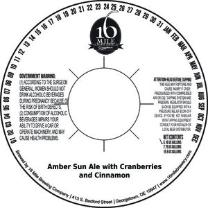 16 Mile Brewing Company, Inc Amber Sun Ale With Cranberries And Cinna October 2016