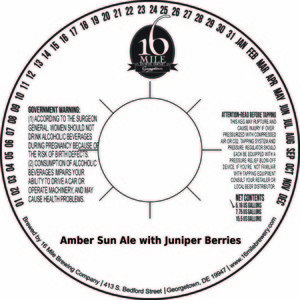 16 Mile Brewing Company, Inc Amber Sun Ale With Juniper Berries September 2016