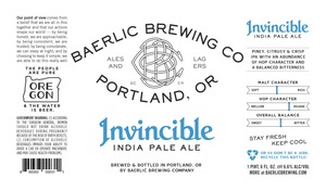 Baerlic Brewing Company Invincible IPA September 2016