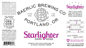 Baerlic Brewing Company Starlighter Dark Gose October 2016