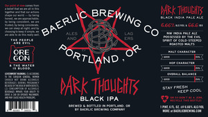 Baerlic Brewing Company Dark Thoughts Black IPA October 2016