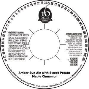 16 Mile Brewing Company, Inc Amber Sun Ale With Sweet Potato Maple Ci September 2016